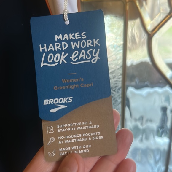 Brooks Women's Greenlight Running Capri Tights: BLUE/WHITE: NWT: SZ XS - Picture 3 of 6